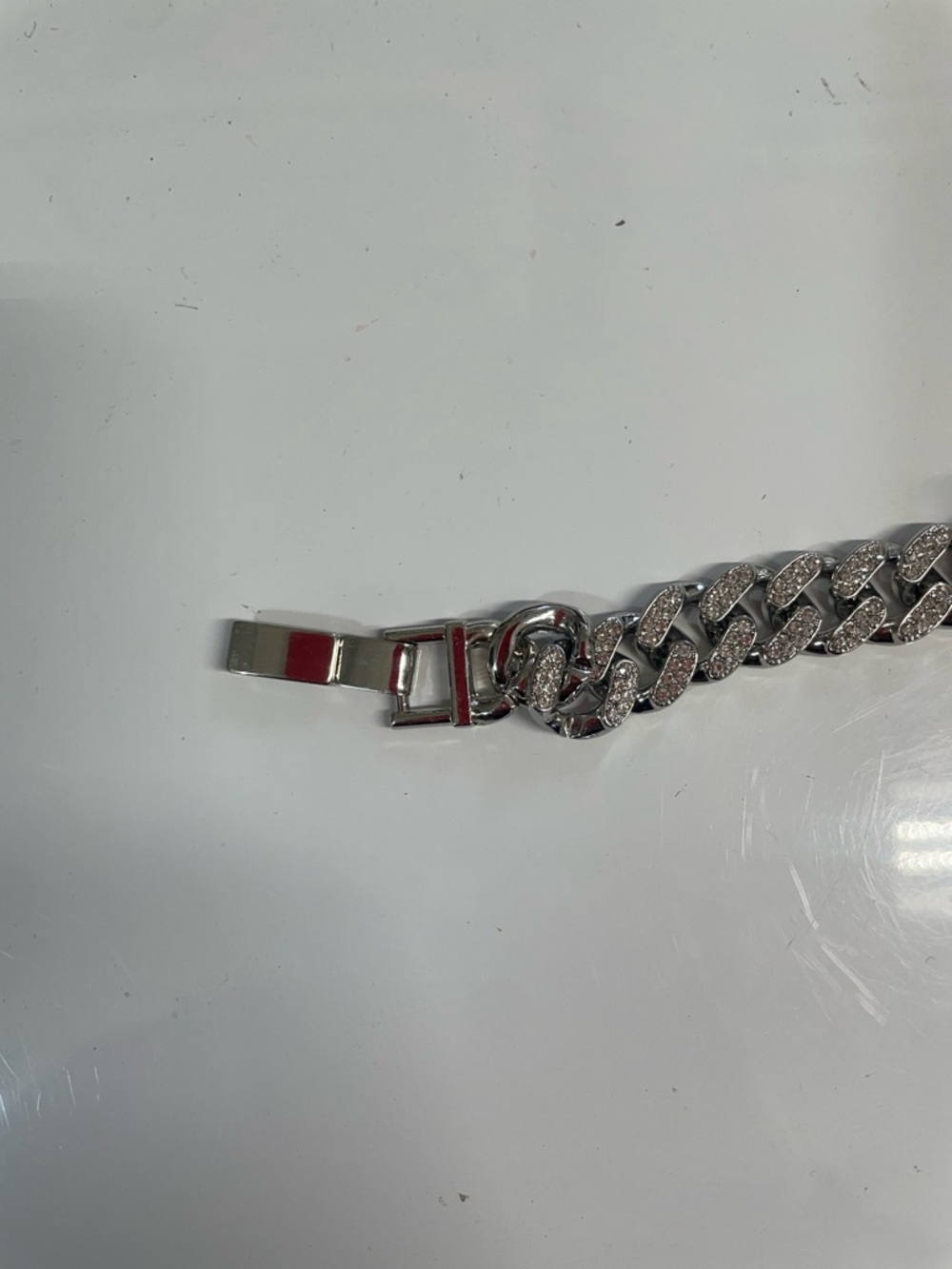 Silver tone Link Bracelet with Heart and Initial A Charm - Picture 10 of 11